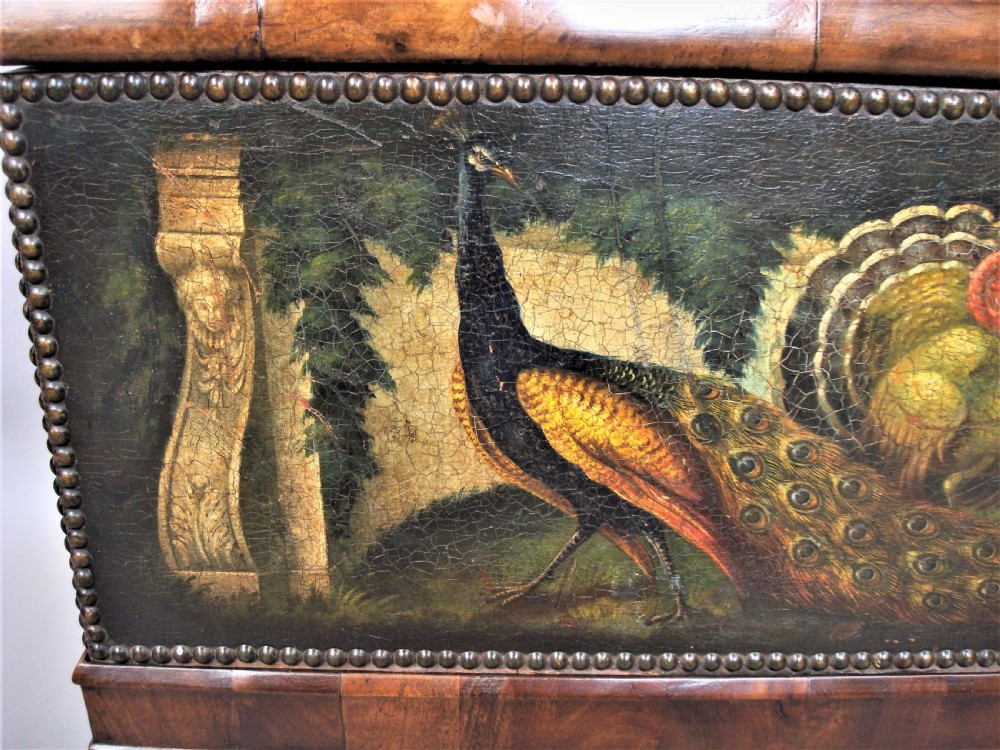 C19th Dutch Walnut and Painted Leather Chest on Stand View XI