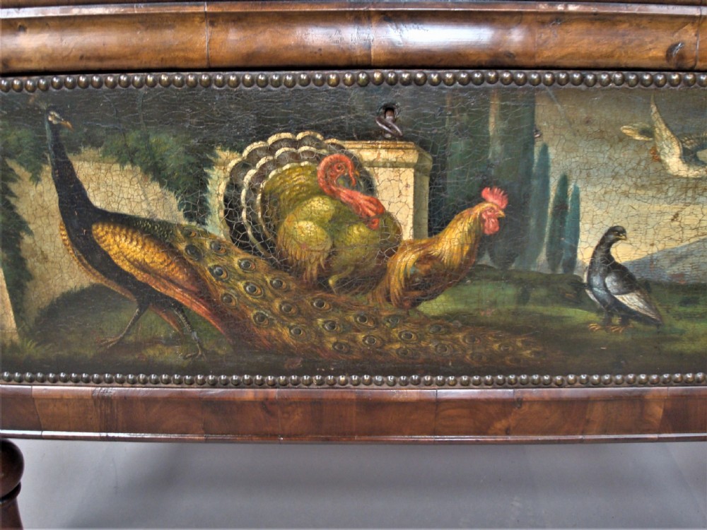 C19th Dutch Walnut and Painted Leather Chest on Stand View XIII