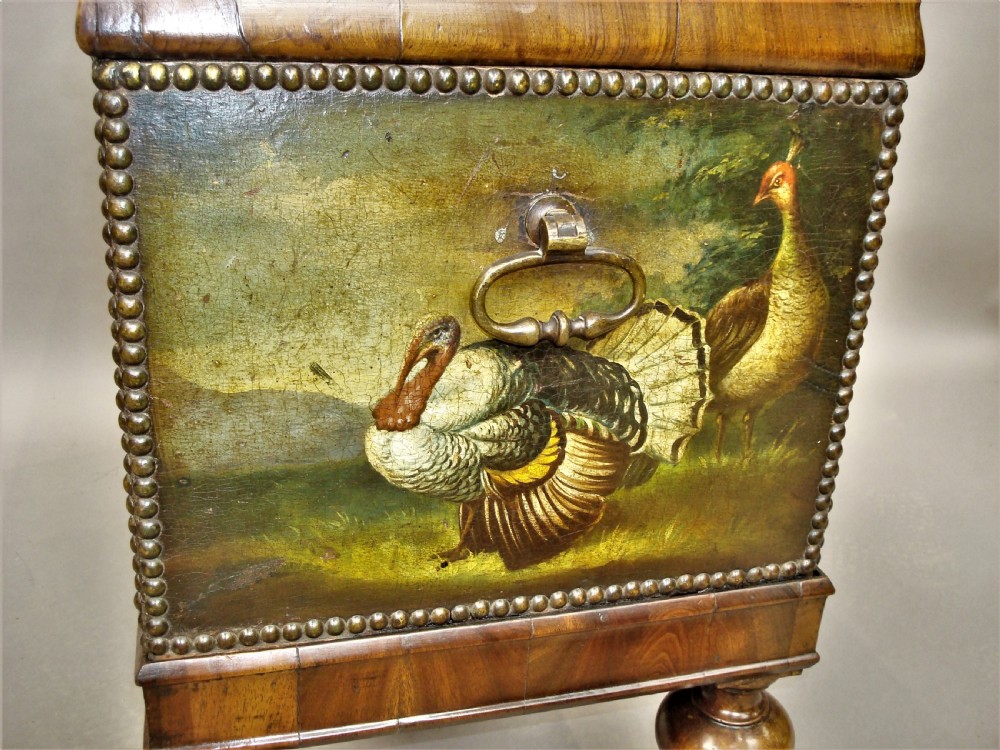 C19th Dutch Walnut and Painted Leather Chest on Stand View XIV