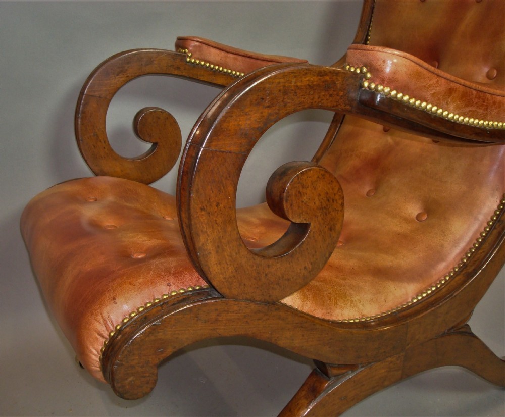 Regency Mahogany and Leather Library Chair View IX
