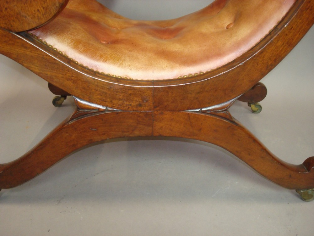 Regency Mahogany and Leather Library Chair View XI