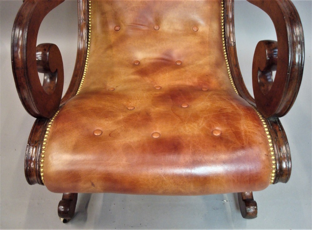 Regency Mahogany and Leather Library Chair View XIV