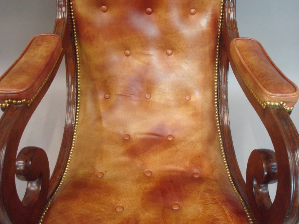 Regency Mahogany and Leather Library Chair View XV
