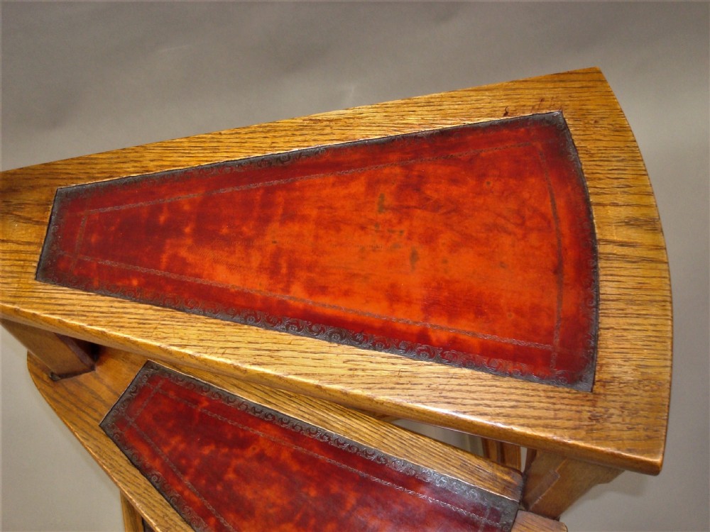 C19th Oak Library Steps of Unusual Spiral Design View XVI