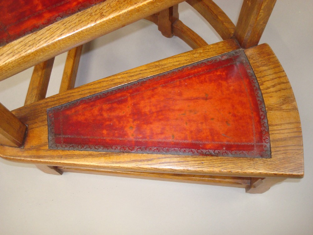 C19th Oak Library Steps of Unusual Spiral Design View XVIII
