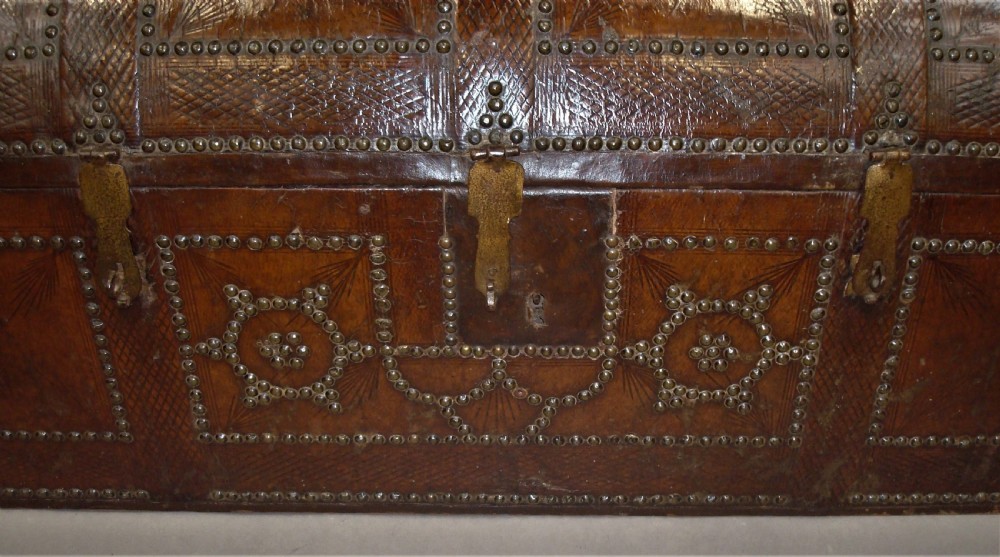 C18th Pair Spanish Leather Trunks View III