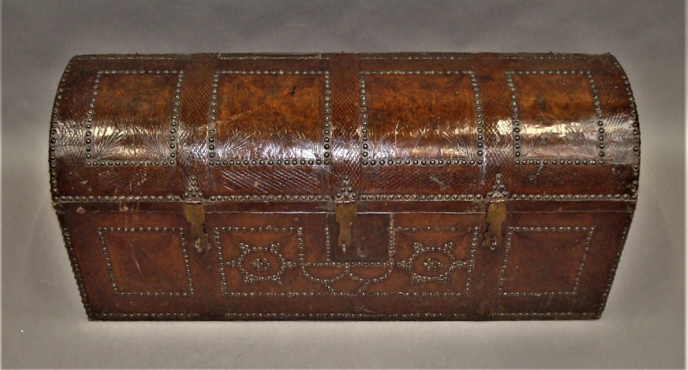 C18th Pair Spanish Leather Trunks View VII