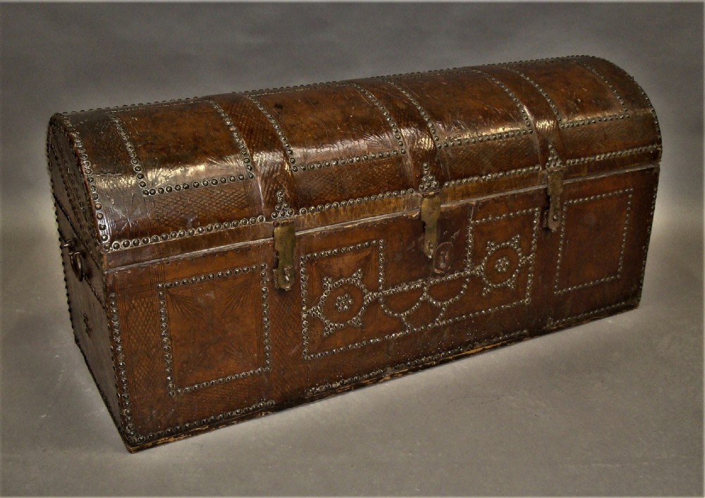 C18th Pair Spanish Leather Trunks View X