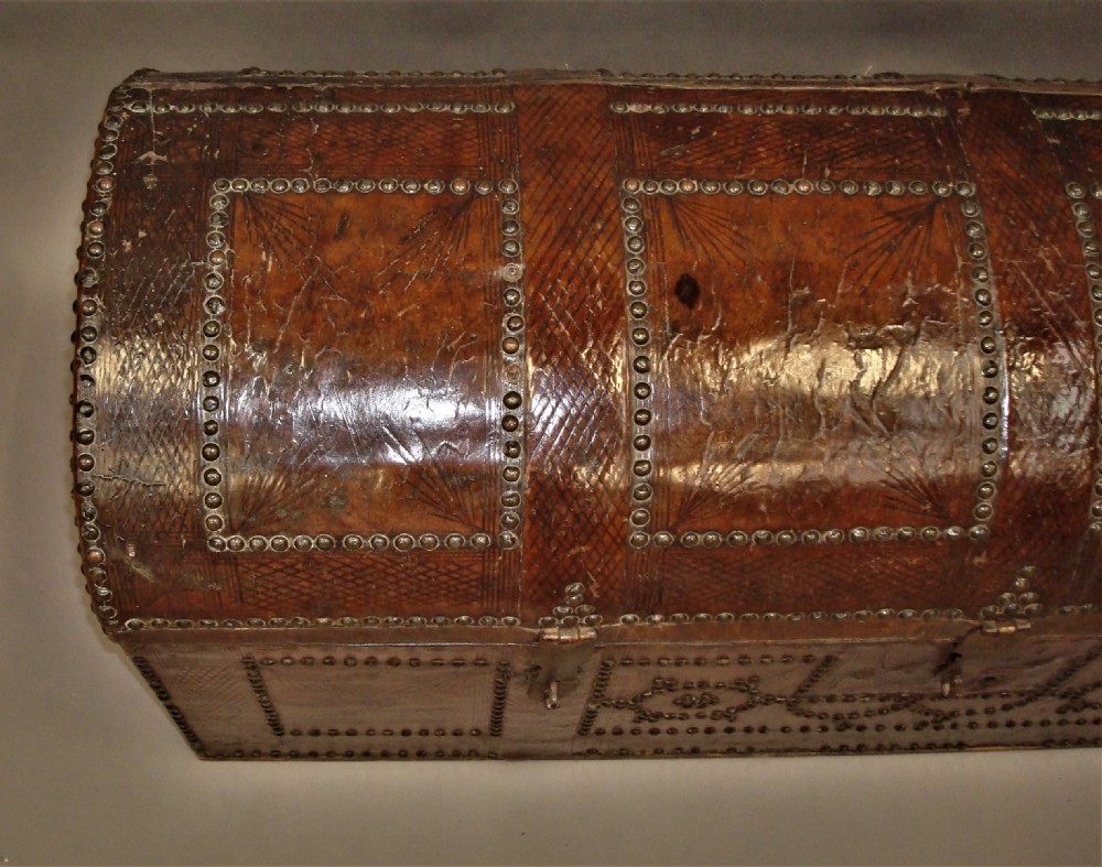 C18th Pair Spanish Leather Trunks View XI