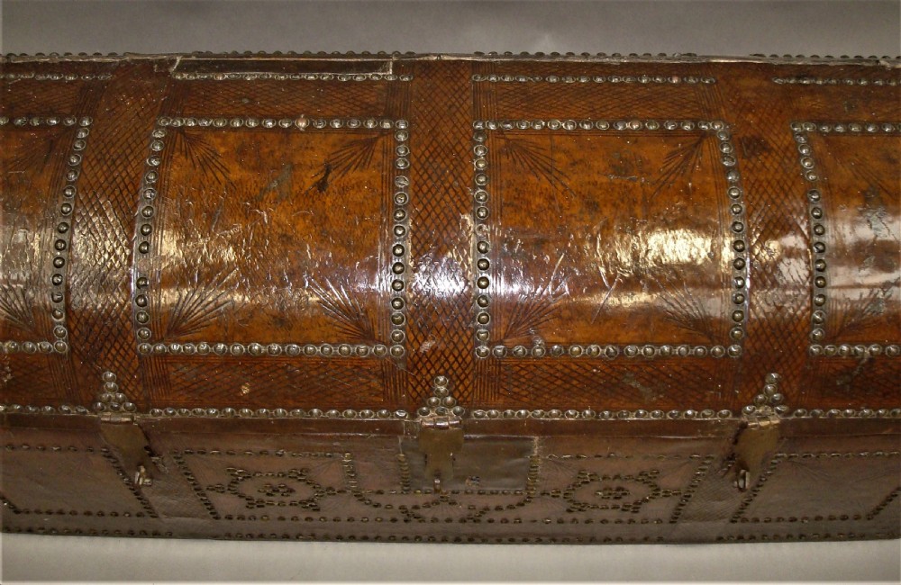 C18th Pair Spanish Leather Trunks View XVII