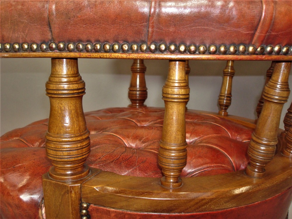 C19th Walnut and Leather Revolving Desk Chair View VIII