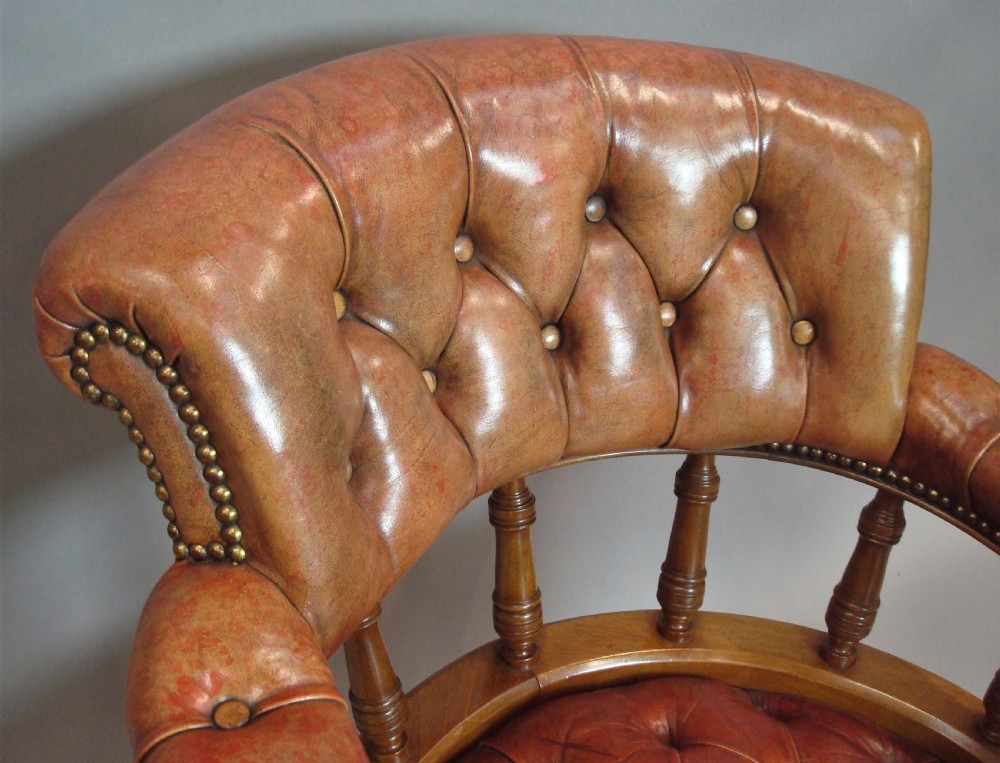 C19th Walnut and Leather Revolving Desk Chair View X