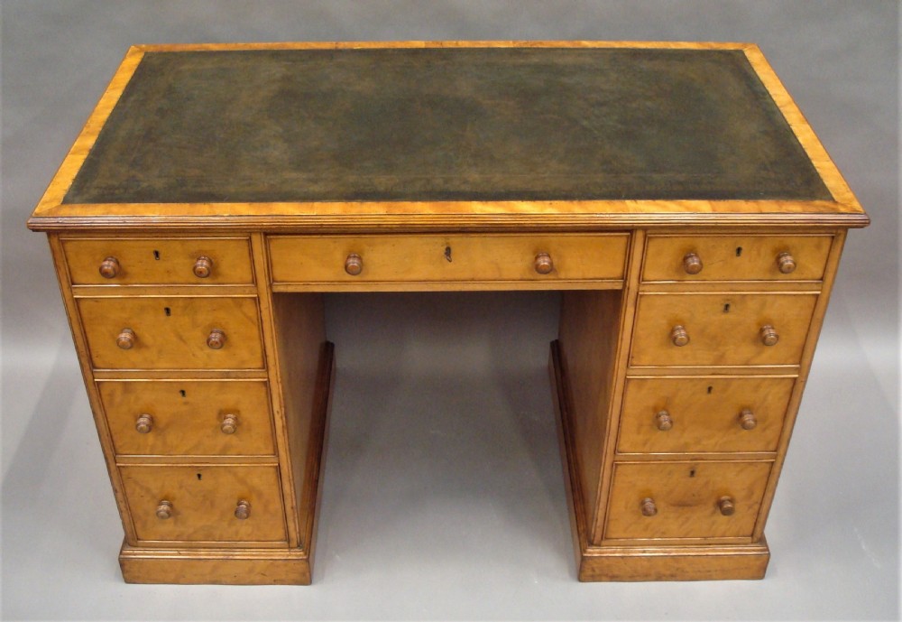 Late Regency Satin Birch Pedestal Desk of Compact Proportions View IV