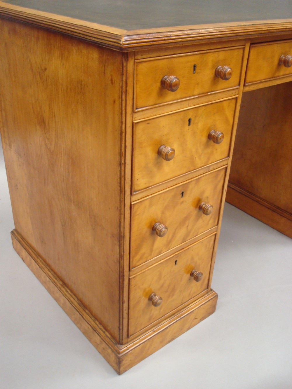 Late Regency Satin Birch Pedestal Desk of Compact Proportions View VI