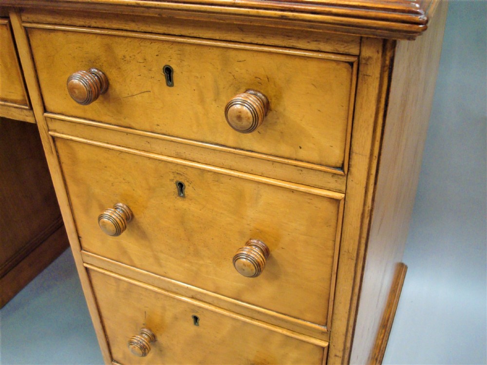 Late Regency Satin Birch Pedestal Desk of Compact Proportions View VII