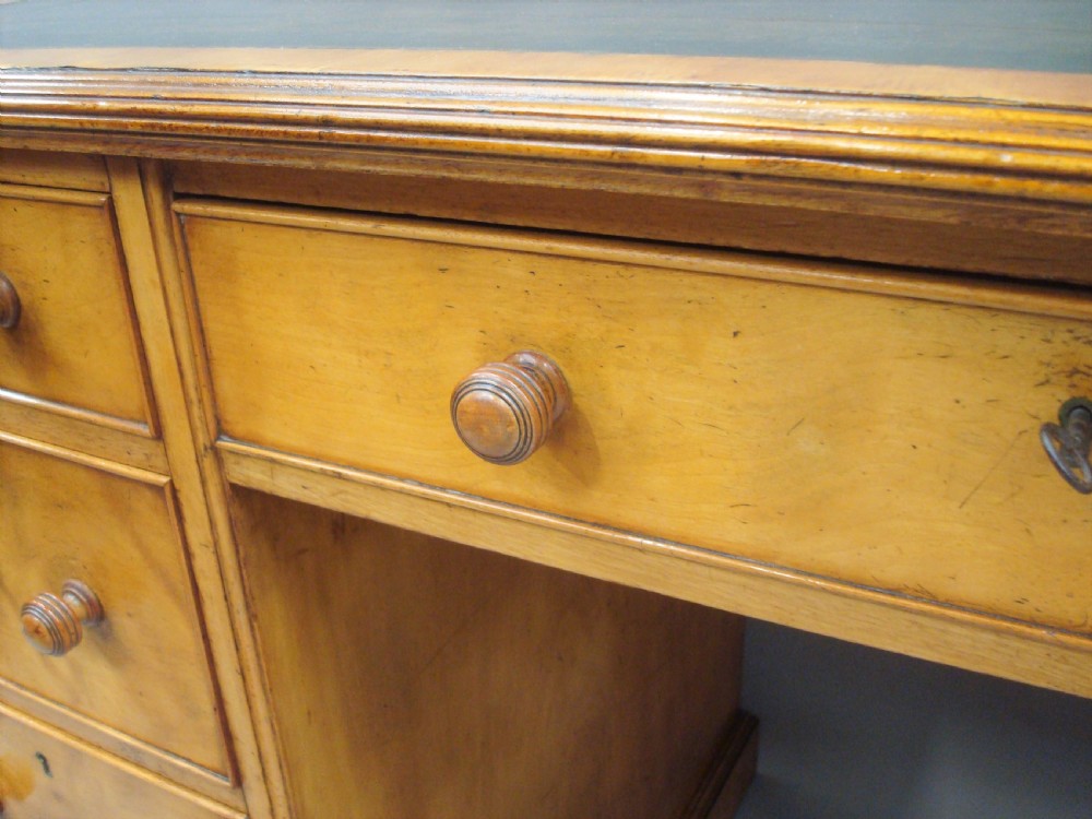 Late Regency Satin Birch Pedestal Desk of Compact Proportions View VIII