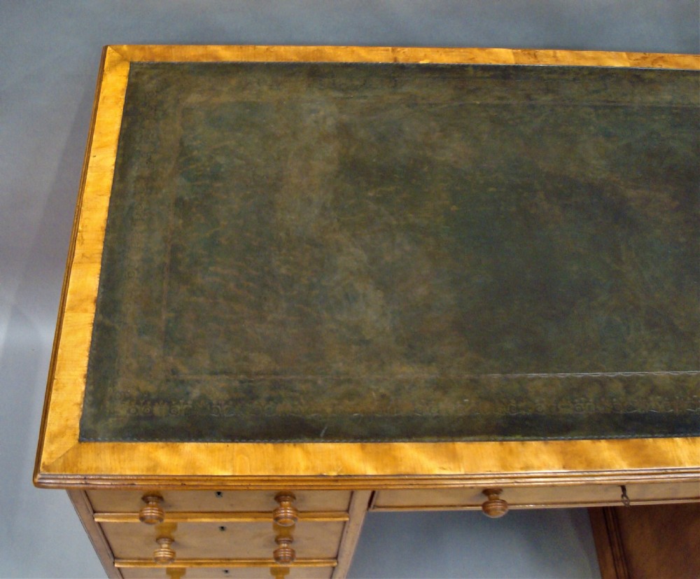 Late Regency Satin Birch Pedestal Desk of Compact Proportions View XI