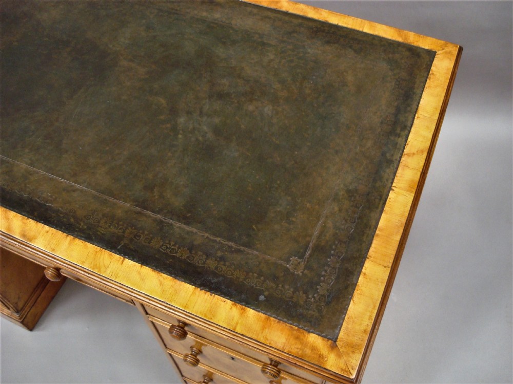 Late Regency Satin Birch Pedestal Desk of Compact Proportions View XII