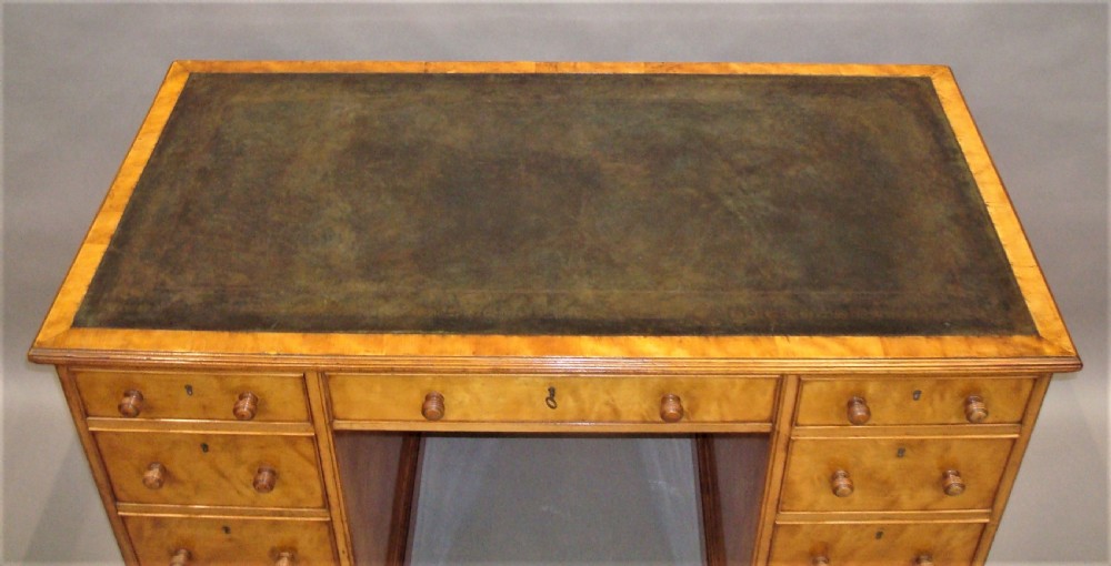 Late Regency Satin Birch Pedestal Desk of Compact Proportions View XIII