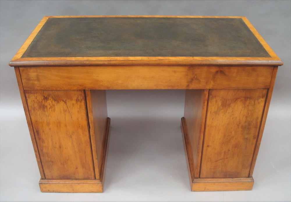 Late Regency Satin Birch Pedestal Desk of Compact Proportions View XVII