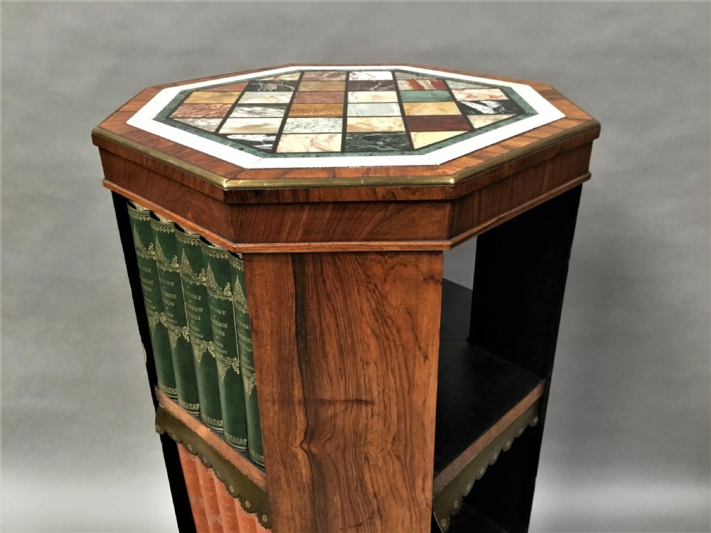 Regency Rosewood Bookcase with Specimen Marble top of Freestanding form View IV