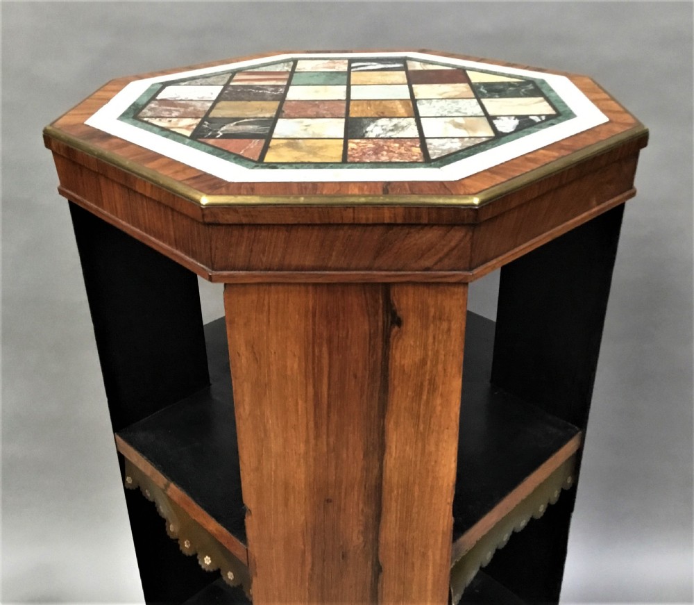 Regency Rosewood Bookcase with Specimen Marble top of Freestanding form View XI