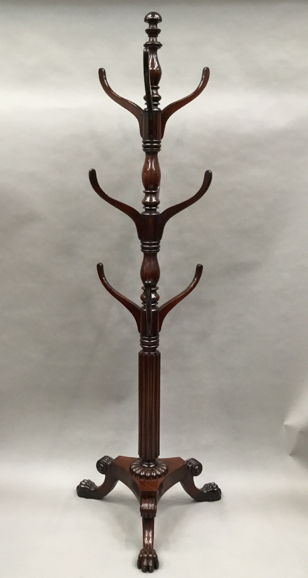 Regency mahogany hat and coat hall stand of large proportions