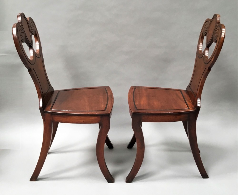 Regency pair of mahogany hall chairs View VII