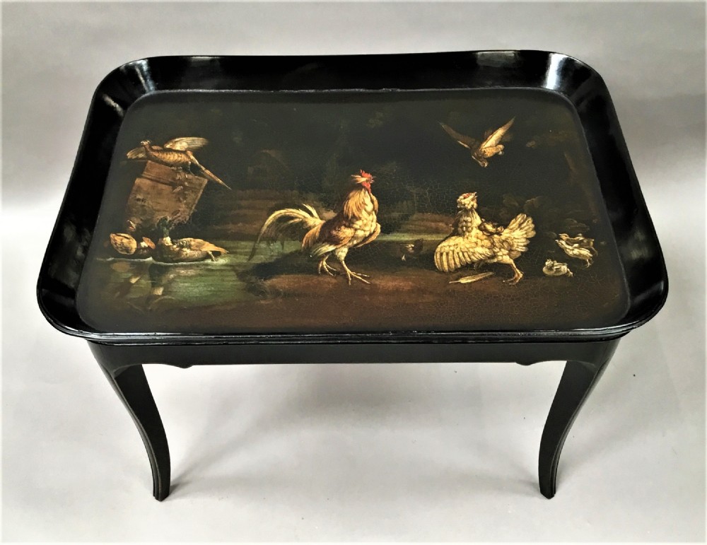  Regency papier mache tray on stand