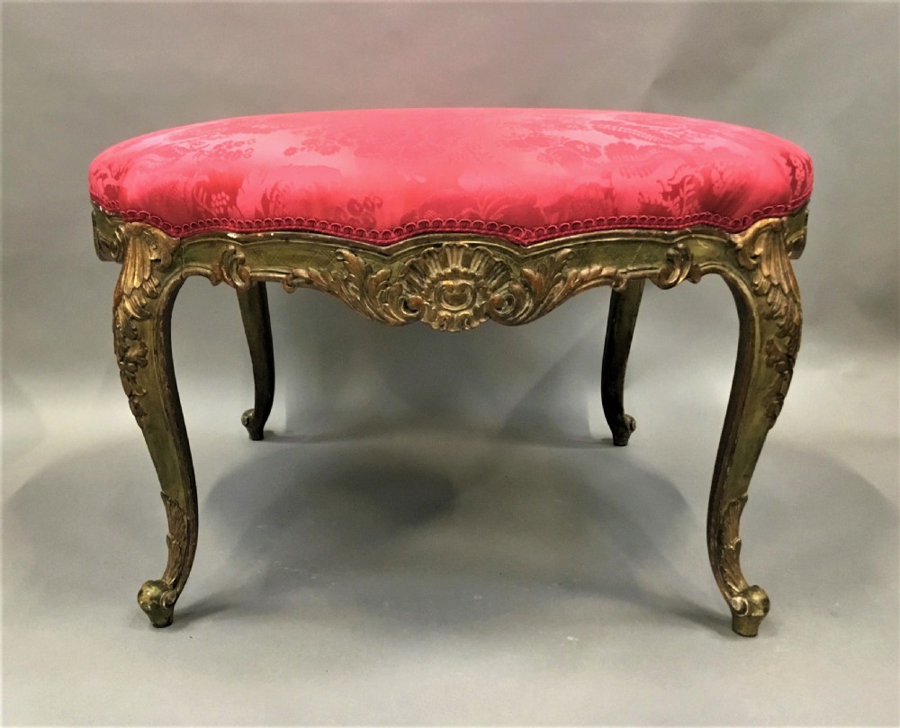 C19th  parcel gilt salon stool