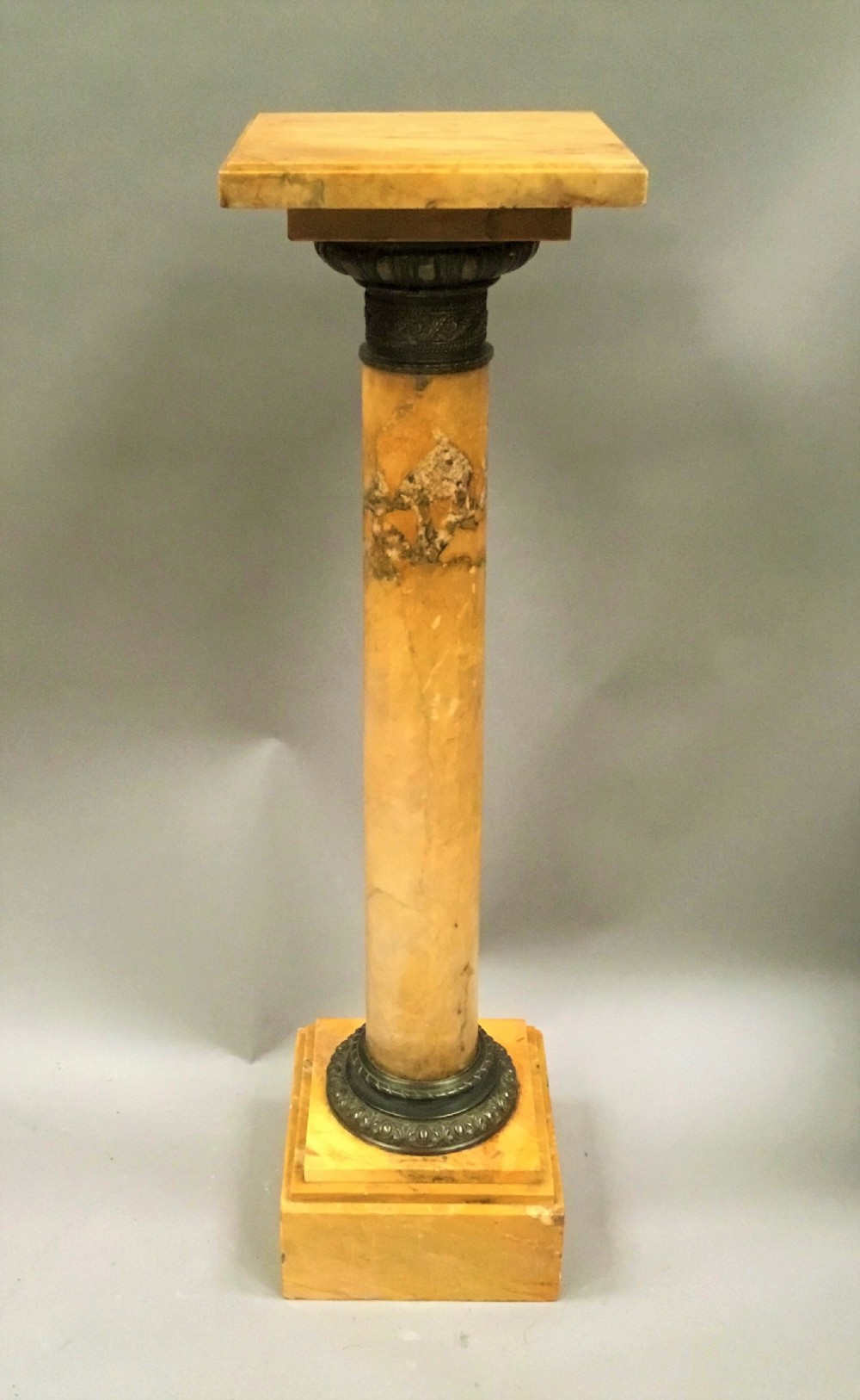 C19th sienna marble and bronze pedestal column in the neoclassical manner