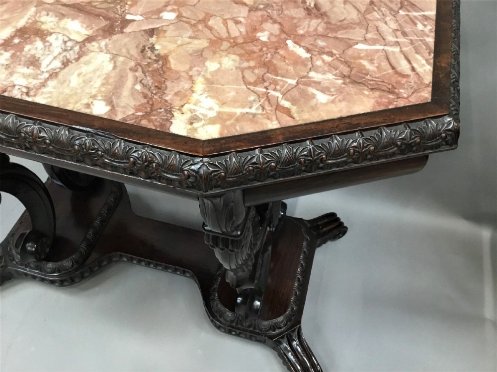 C19th Anglo Indian Padouk and Marble Centre Table; Ceylonese View VI