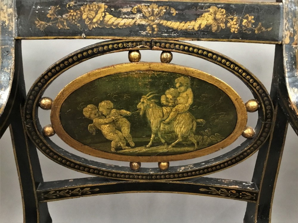 Regency painted and parcel gilt elbow chair View VI