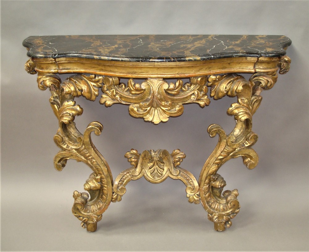 C18th Venetian Rococco giltwood console table View III