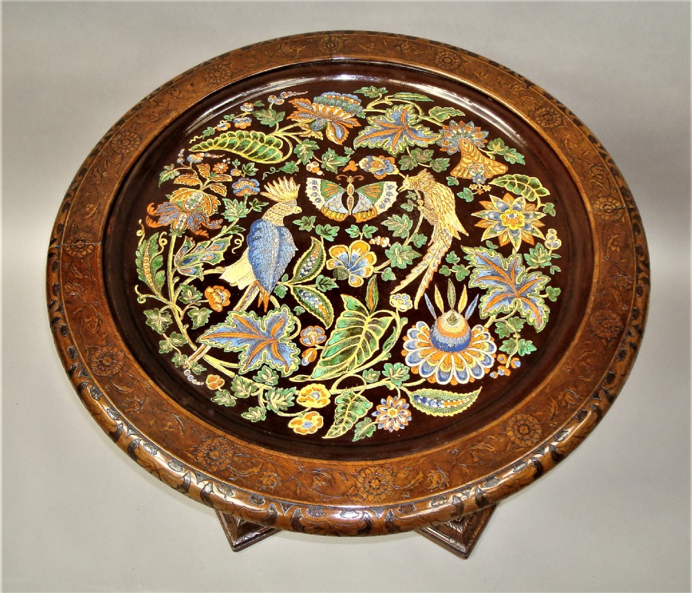C19th Italian walnut and majolica centre table View III