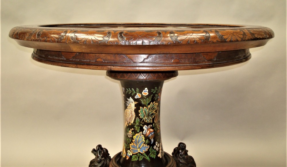 C19th Italian walnut and majolica centre table View VII