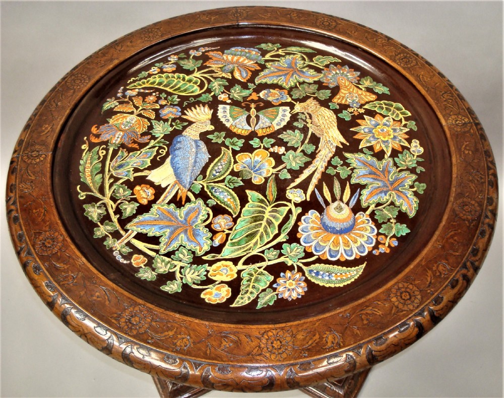 C19th Italian walnut and majolica centre table View IX