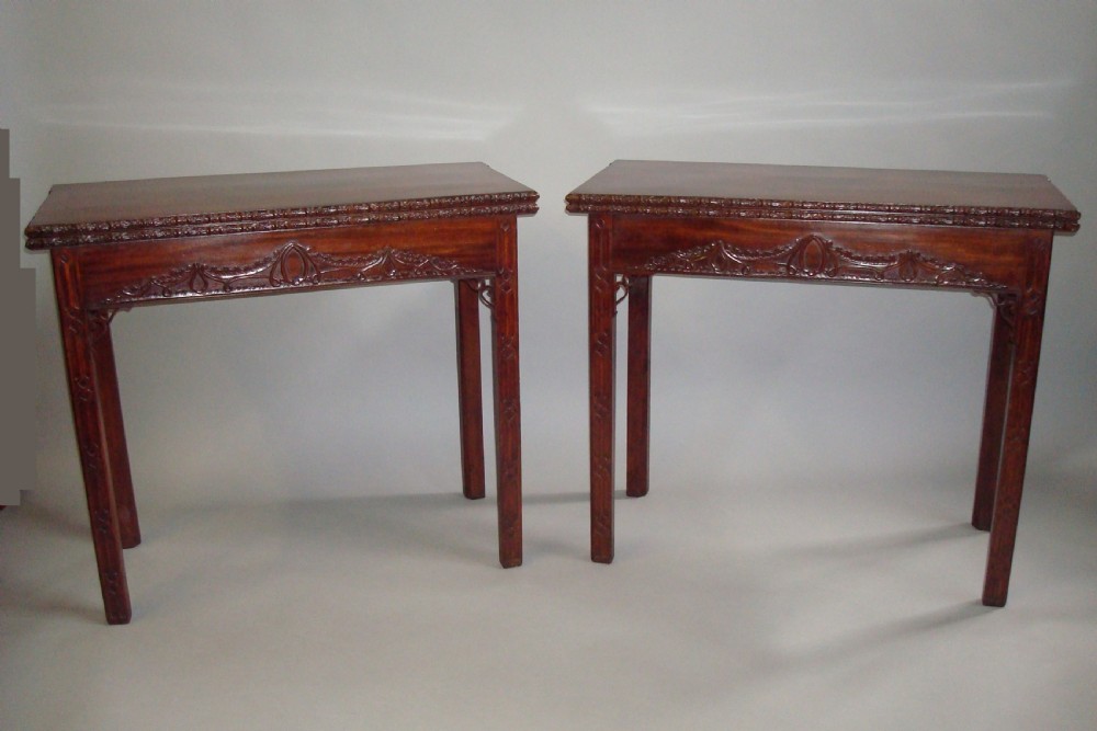 Chippendale George III pair of mahogany tea and card tables