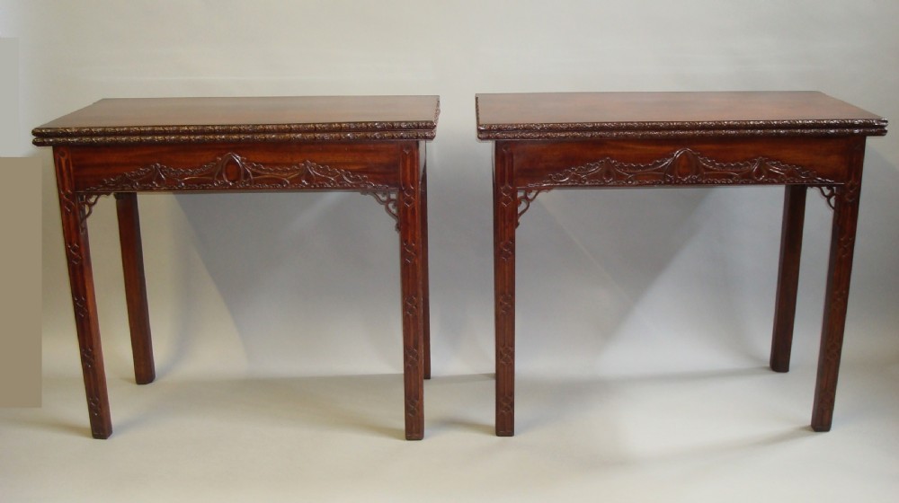Chippendale George III pair of mahogany tea and card tables View XII
