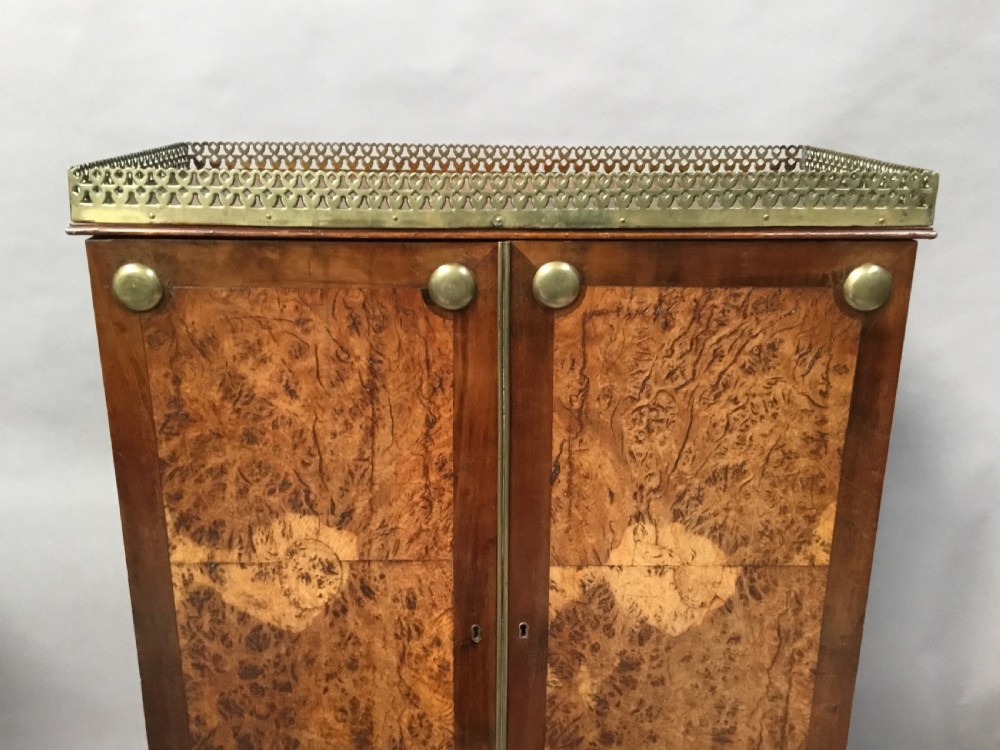Regency oak and burr oak side cabinet of small proportions View III