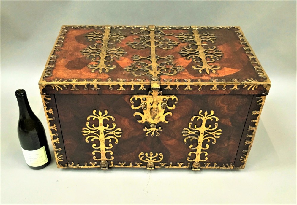 Late C17th large oyster kingwood coffre forte - strong box View VII
