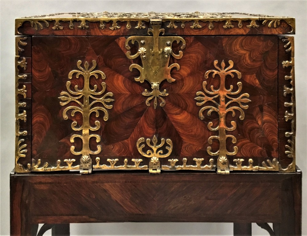 Late C17th large oyster kingwood coffre forte - strong box View VIII