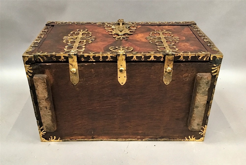 Late C17th large oyster kingwood coffre forte - strong box View XIX