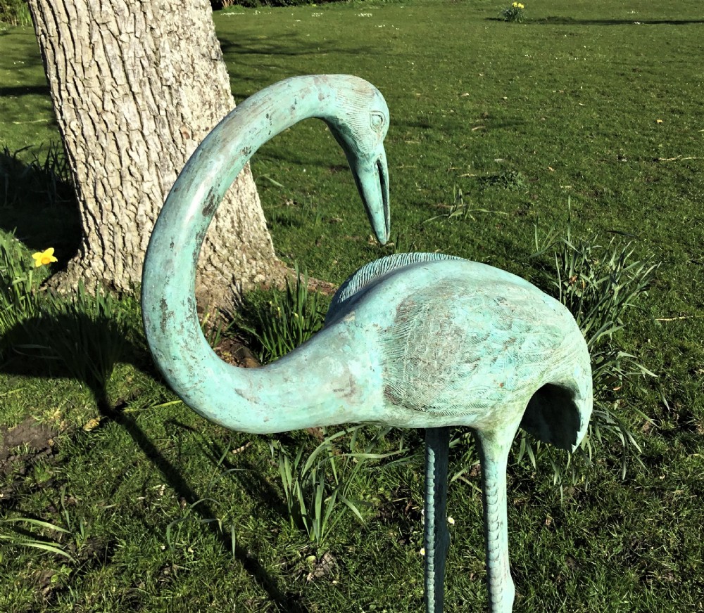 early C20th large pair of Japanese bronze life size cranes View XI
