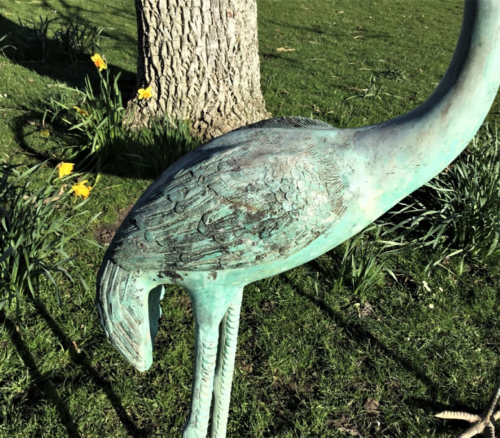 early C20th large pair of Japanese bronze life size cranes View XVIII