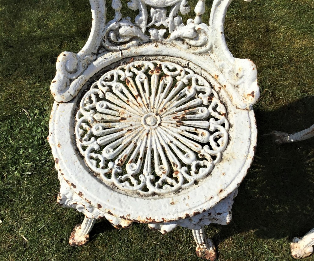 Set of 6 Victorian 'Coalbrookdale' cast iron garden chairs View IX