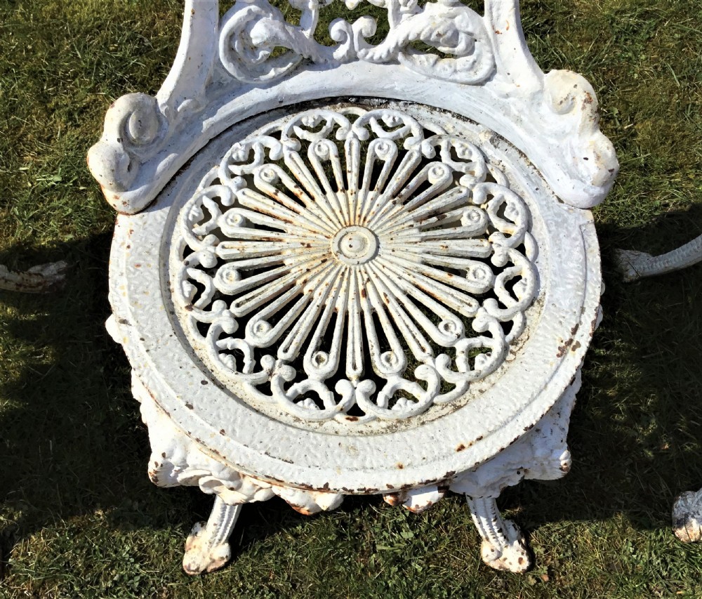 Set of 6 Victorian 'Coalbrookdale' cast iron garden chairs View X