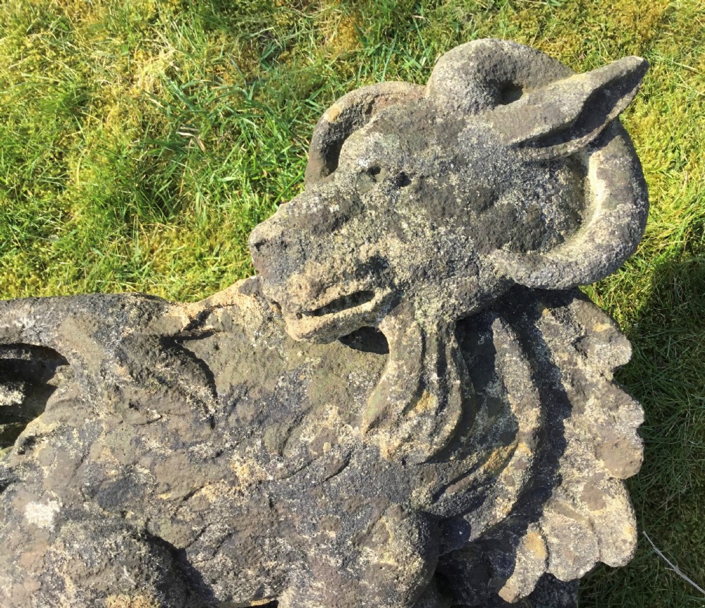 C18th carved stone Capricorn goat corbel View VI
