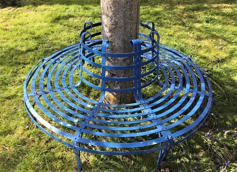 Late C19th large wrought iron tree seat  View V