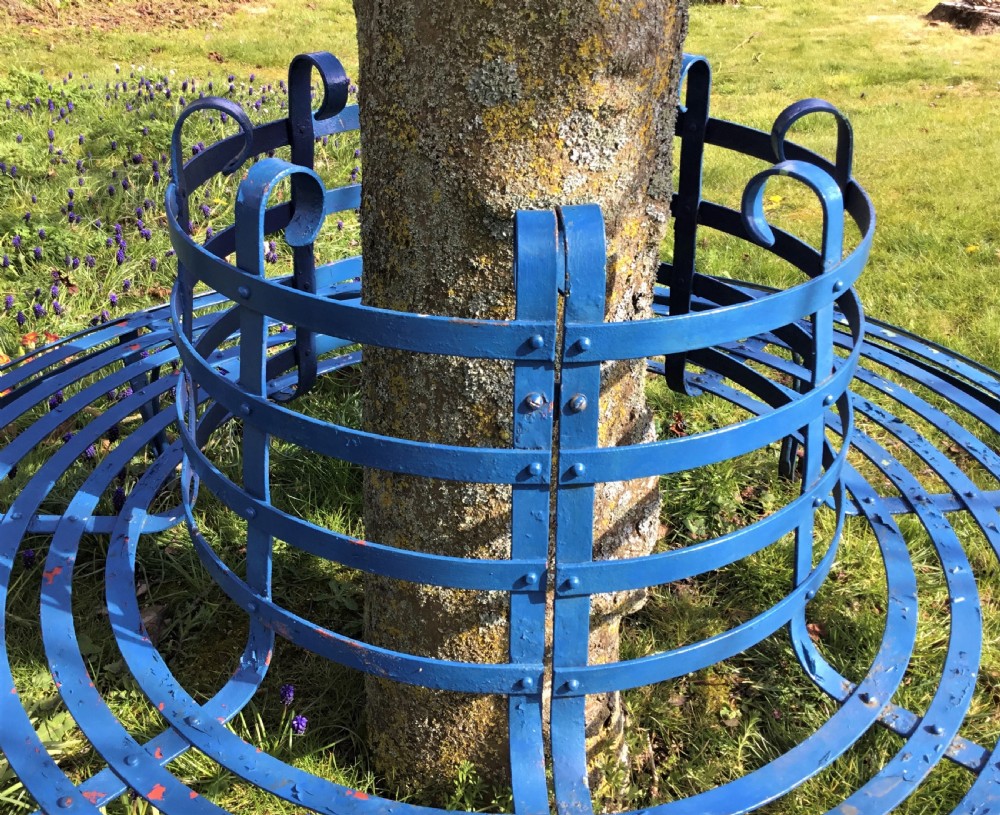 Late C19th large wrought iron tree seat  View VIII